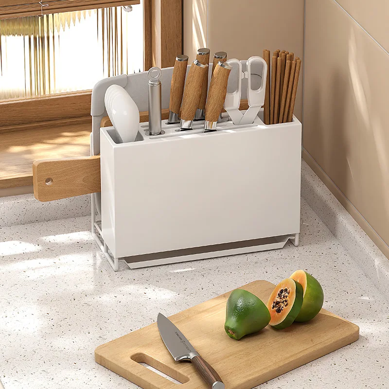 KnifeRackKitchenCountertopShelfMultifunctionalCuttingBoard