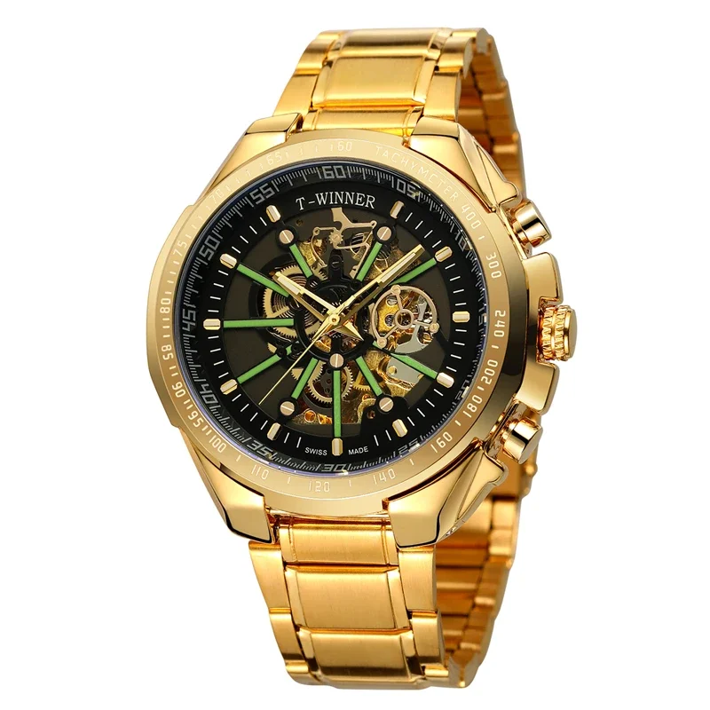 

Stainless Steel Band Male Sport Watches Men Automatic Men Watch Mechanical Skeleton Male Wristwatch
