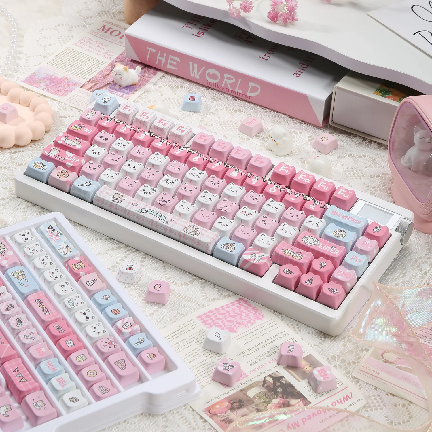 Ragdoll Cat Keycaps 체리 MX 61 68 104 기계식 키보드 키티 고양이 141/120/119 키 캡용 귀여운 MAO 프로필