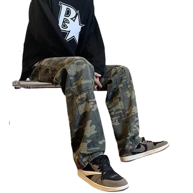 Camouflage Pants Men's Loose Straight Wide Leg Pants