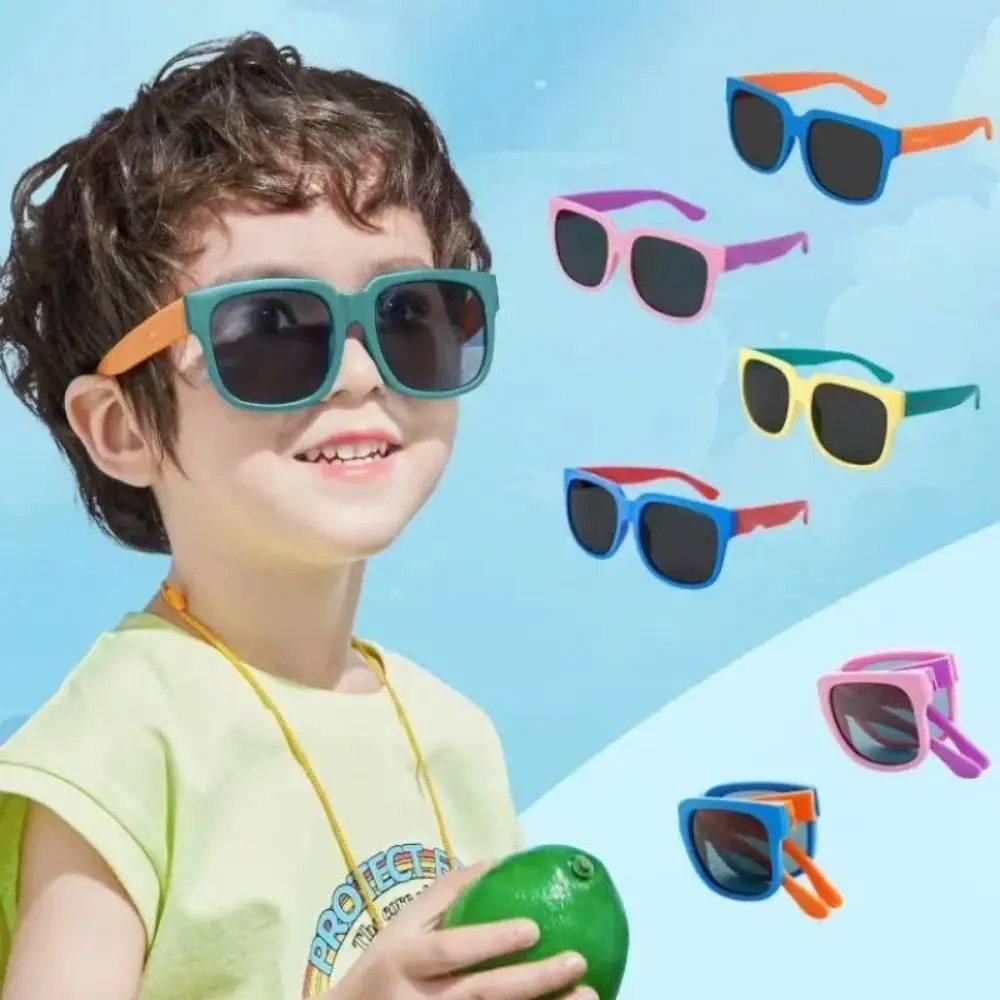 Square Frame Kids Sunglasses Fashion UV 400 Outdoor Foldable Sunglasses Children Eyewear for Toddler Boys and Girls 4