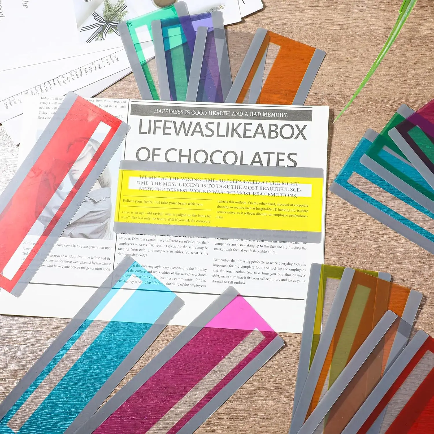 16 Pcs For Children With Reading Aid Disabilities Classroom Tools With Guided Reading Strips Colored Overlays Sky And Pure Theme - 5
