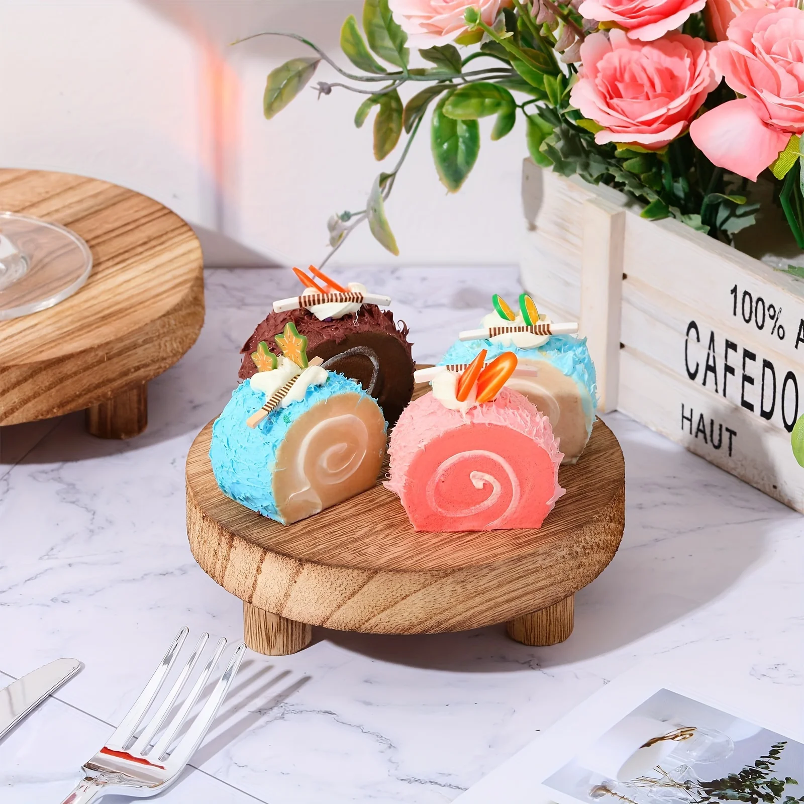 3pcs Wooden Display Riser For Display, Round Display Stand, Wood Riser Pedestal Stand For Home Decor And Organizer, Mother's Day 4
