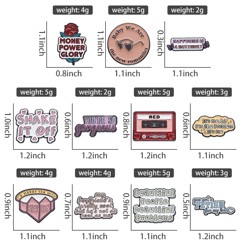 Spaß Zitate Set Emaille Pins benutzer definierte tun meine besten Broschen Revers Abzeichen anti soziale Intro vertierte Punk Goth Schmuck Geschenk für Freunde – Detail 9