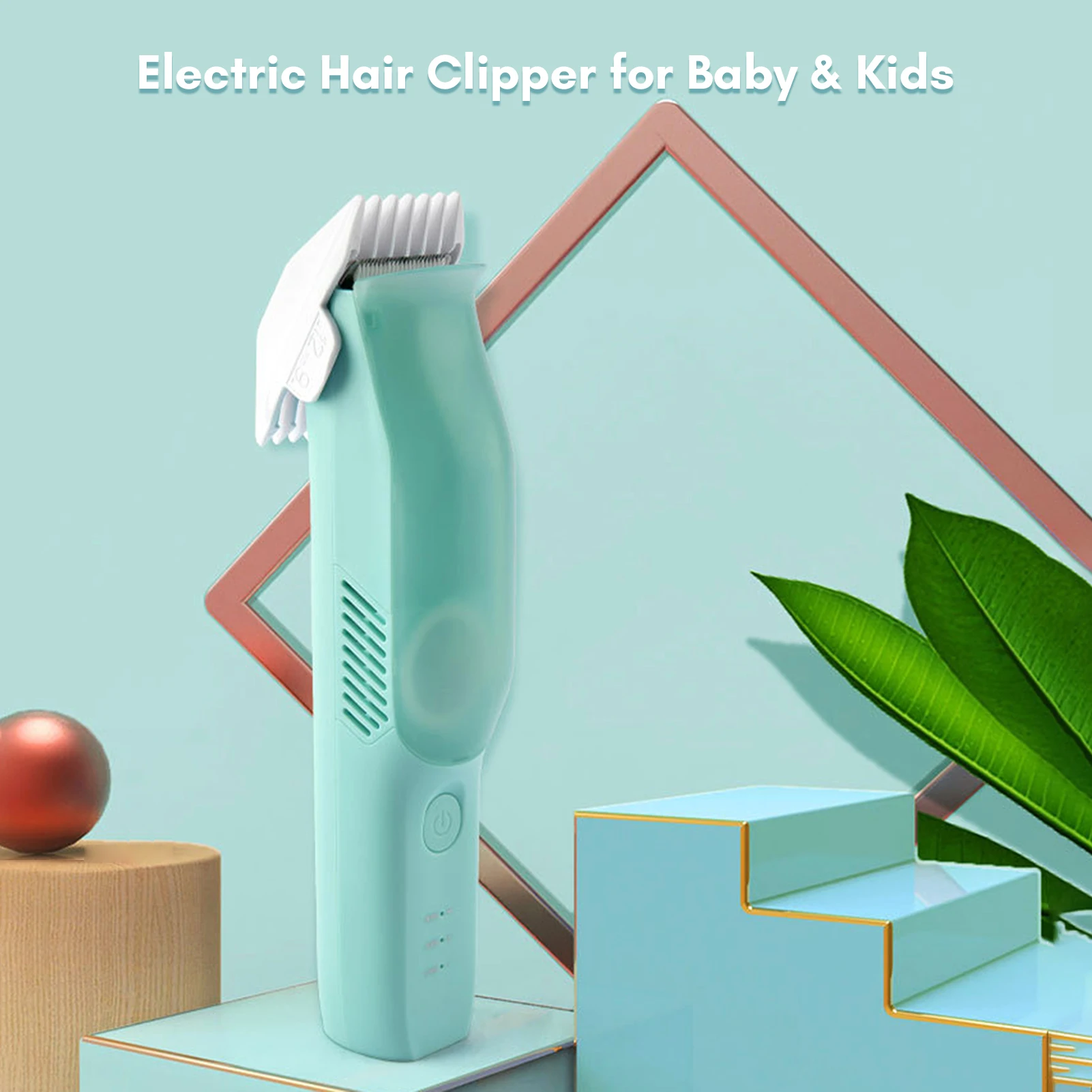 Vacuum Baby Hair Clipper Cordless Electric Hair Trimmer for Kids Low Noise IPX7 Waterproof Built-in Battery with 2 Guide Combs