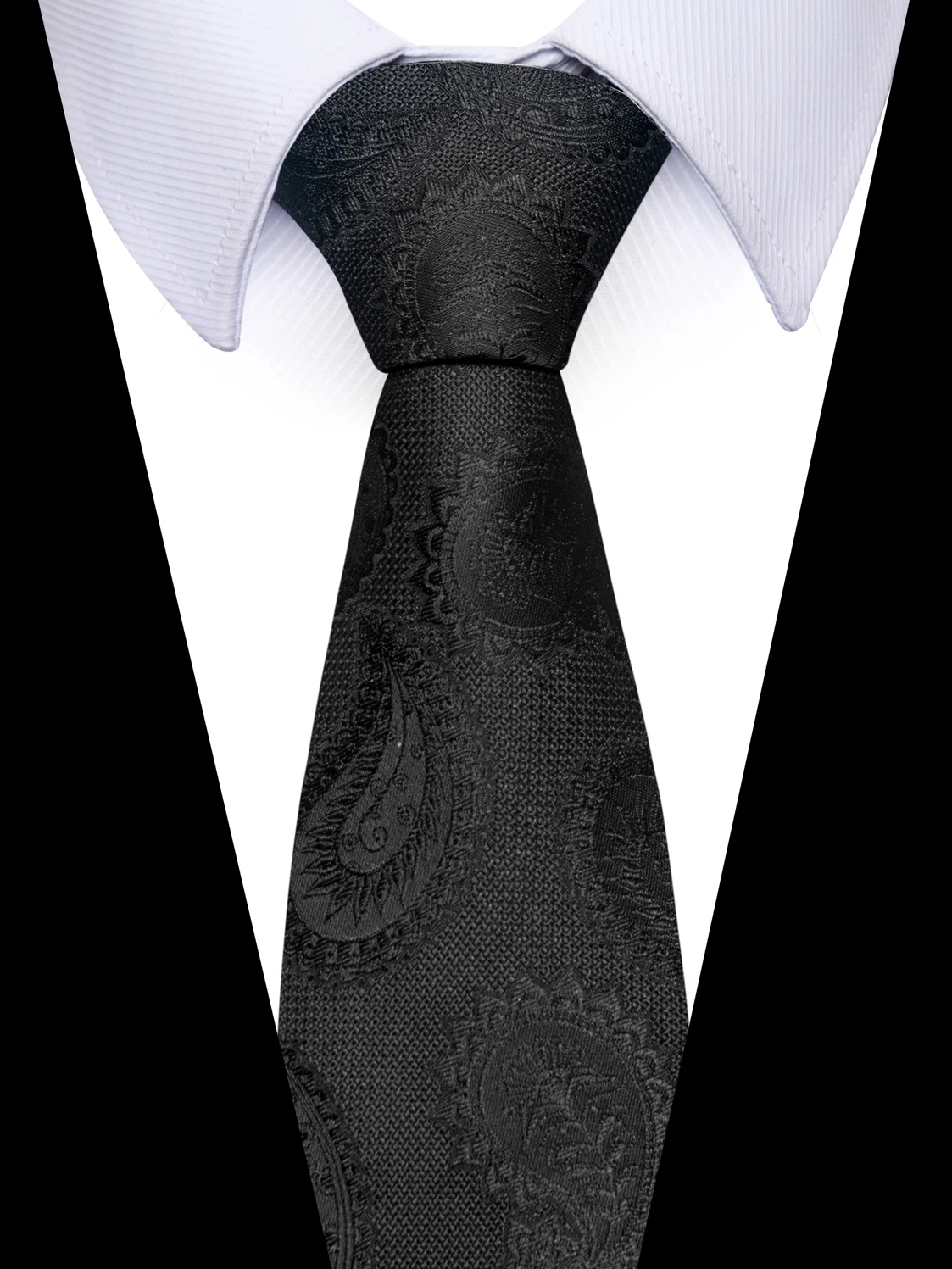 100% Silk Brand Ties Men Jacquard Silk 8 cm Necktie Suit Accessories Solid Black Fit Business Workplace