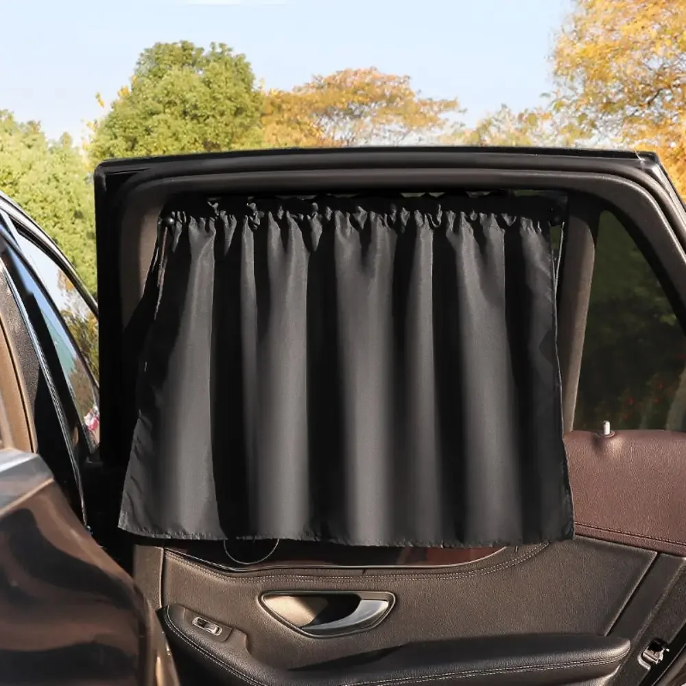 1PC Black Suction Cup Car Sunshade Curtain UV Protection Side Window Cover for Baby Kids Universal Fit for Summer Use
