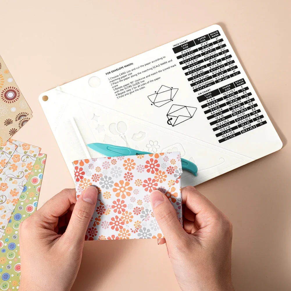Scoring Board Multi-Purpose Measuring Grid Paper Card Envelope Maker Scrapbooking DIY Craft Supplies Tool
