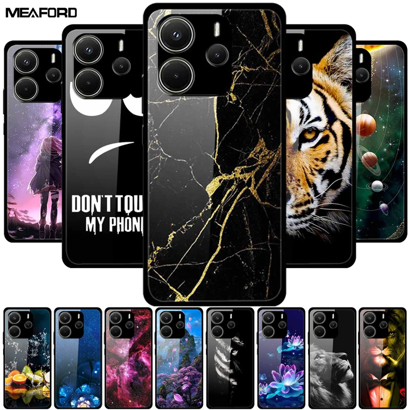 Luxury Tempered Glass Hard Back Phone Case Cover