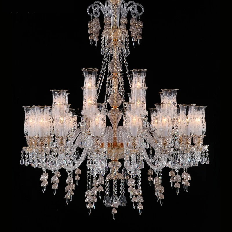 

Led Chandeliers Living Room Crystal Lamp Modern Restaurant Bedroom Study Candle Light Glass Fixture Lamps Long Chandelier ZG834