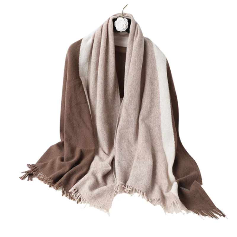 

100% Sheepwool Scarf, Women's Autumn and Winter High-grade Color Matching Shawl, Thick External Shoulder Pads Dual Use Gifts