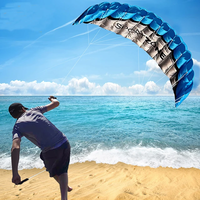 High Quality 2.5m Dual Line 4 Colors Parafoil Parachute Sports Beach Kite Easy to Fly  Factory Outlet 2