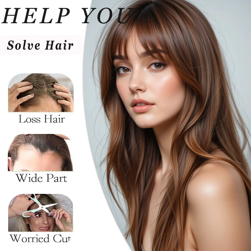 LUPU [Clip on hair bangs] Women's Clip on Headband With Sideburns - Looks Like a Curved Artificial Edge, Suitable for Daily Wear