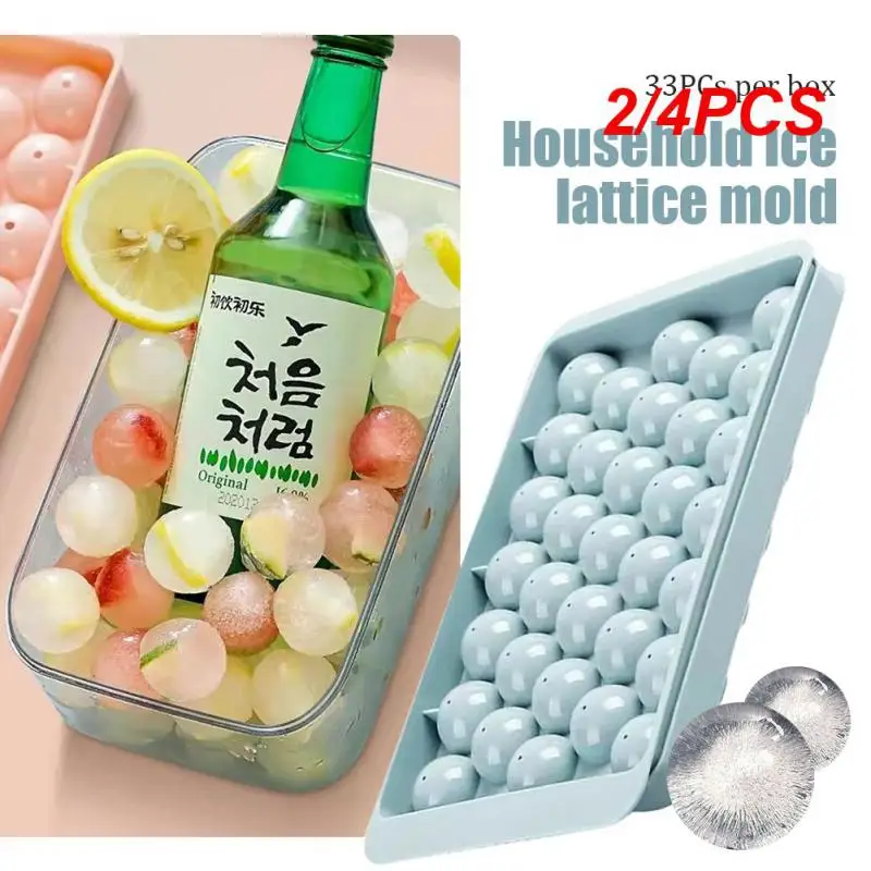 2/4Pcs Bolo Hockey Round Rombo Ice Mold Ice Boll Tray Maker Plastica Ice Mold Ice Ball Mold Food Grade Mold Kitchen