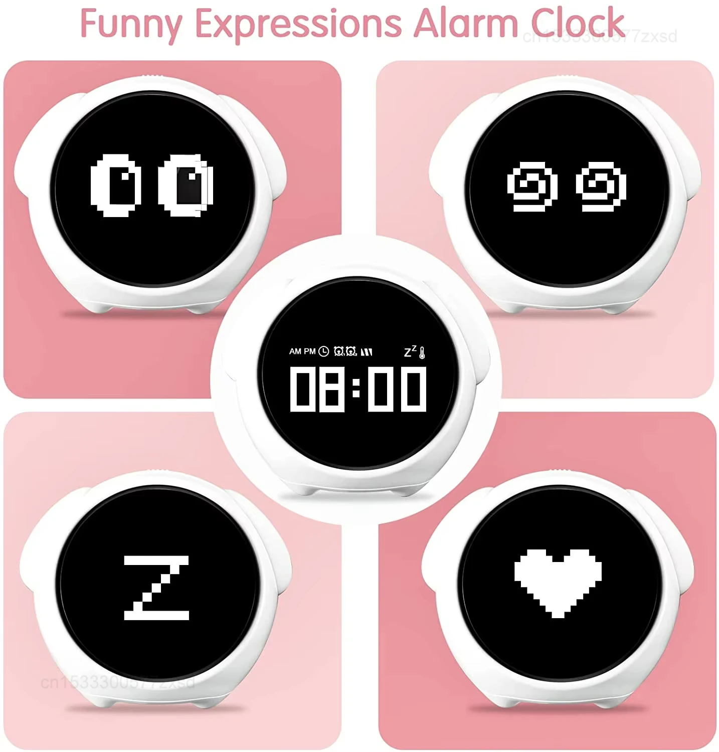Child Alarm Clock Digital Emotion Table Clock With Light Living Room Bedroom Desktop Cute Cartoon Alarm for Kids