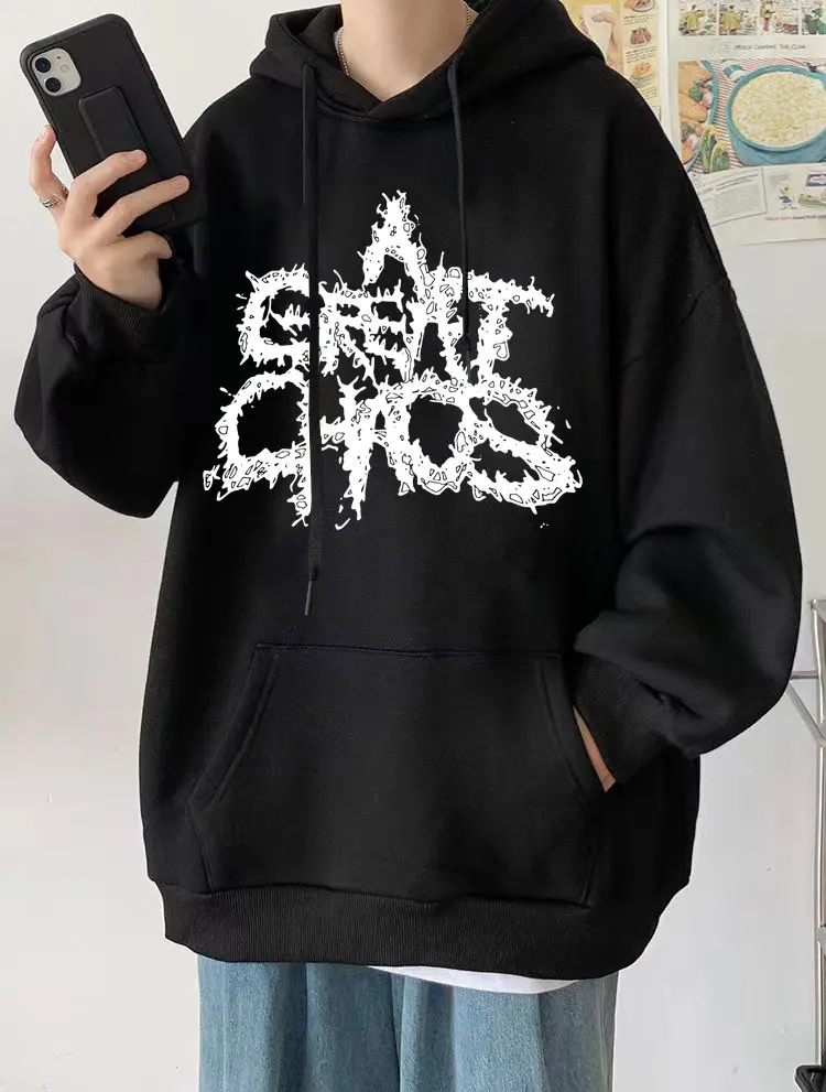 Ken Brook A Great Chaos Spellout Graphic Felpe Con Cappuccio Uomo Abbigliamento Moda Pullover Oversize Felpa Unisex Retro Gothic Hoodie