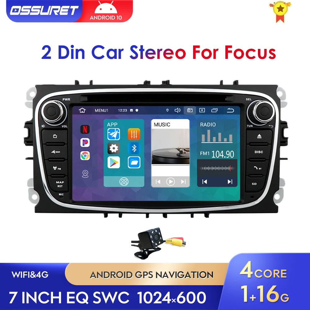 

2 Din Android 10 Car Radio DVD Player for Ford focus 2 Mondeo S-MAX C-MAX Galaxy Transit Tourneo stereo GPS Navigation DSP WIFI