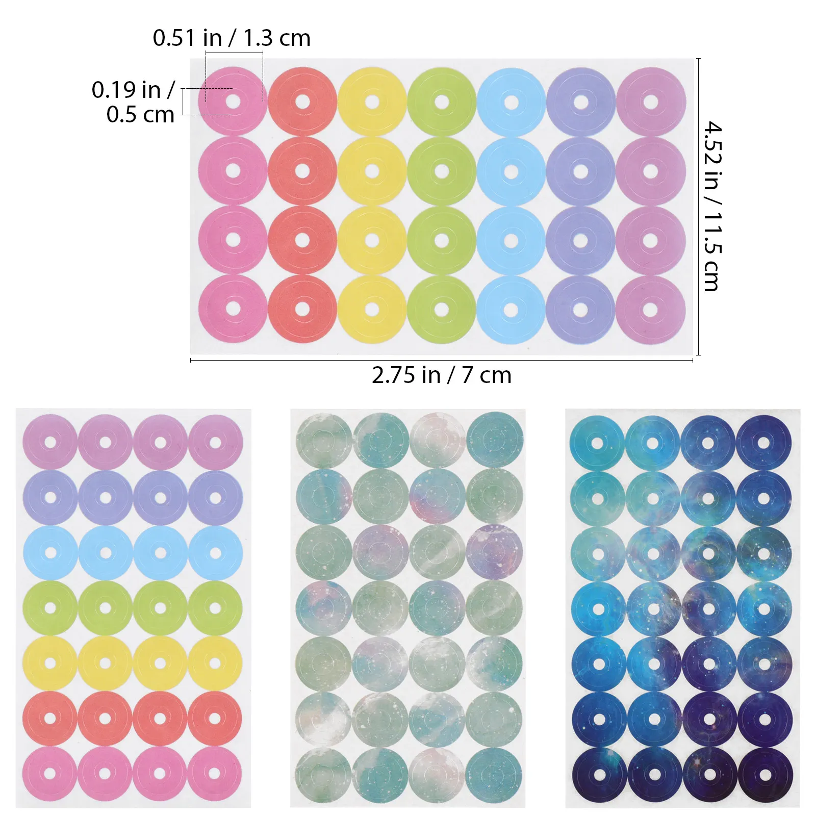 12장 루즈리프 펀치 종이 원형 스티커 구멍 보강 스티커 커버 루즈리프 라벨 보호대