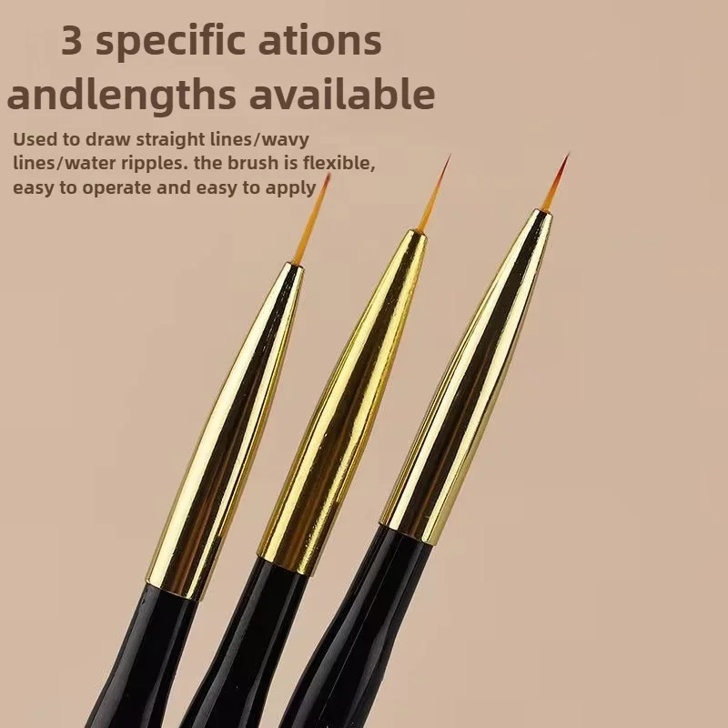 French Stripe Nail Art Liner Brush Set UV Gel Tips Ultra-thin Line Drawing Pen Dual End  Painting Brushes Manicure Tools 3