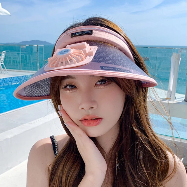 Women Summer Visor Large Brim Caps Electric USB Charging Fan Hats Outdoor UV  Protection Empty Top Sunscreen Cap Sun Hat - AliExpress