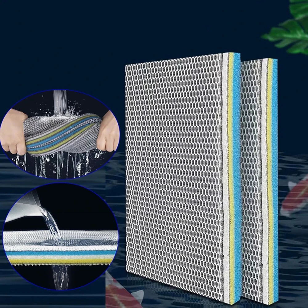Aquarium Filter Media Cuttable Filter Sponge Pad for Fish Tanks High Density Multi-Layer Floss