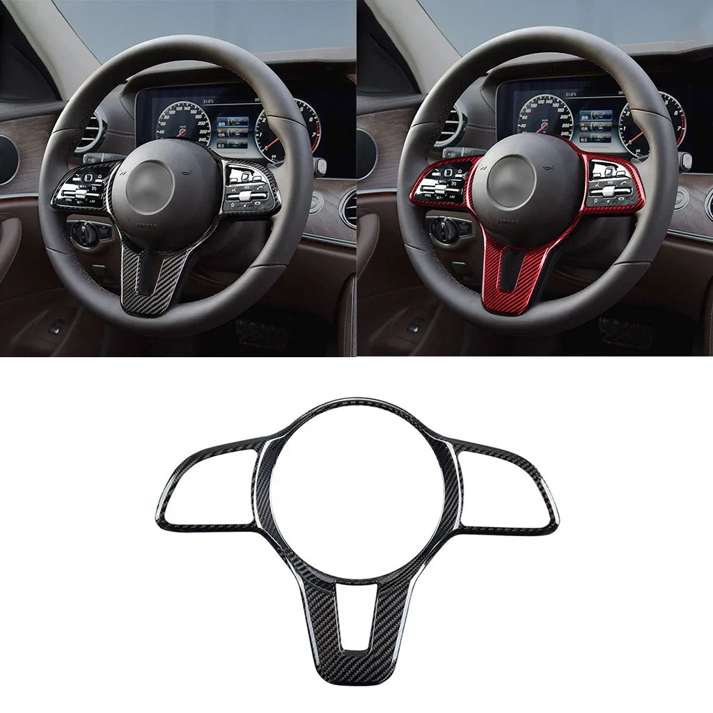 

1 Pcs Real Carbon Fiber Steering Wheel Trim Cover Sticker For Mercedes-Benz C-Class C200 GLC260L GLB E300L A-Class EQC 2020