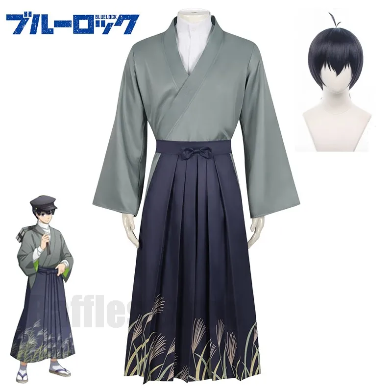 

New Anime Blue Lock Isagi Yoichi Cosplay Costume Wig Japanese Kimono Uniform Daily Suit Pants Halloween Christmas Party Clothes