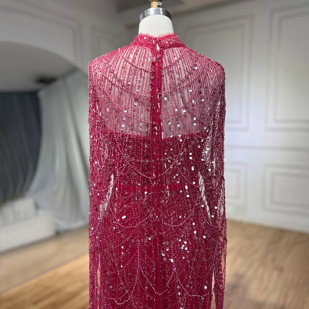 Sb071f805a74a4d91974f3d02593b2a865 Arabic Nude Mermaid Long Cape Sleeves Luxury Evening Dresses Gowns For Women Wedding Party Mallzona