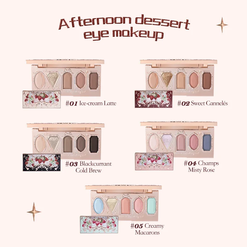 Flower Knows Strawberry Rococo Series Makeup Set Glitter Matte Eyeshadow Palette Blusher Power Velvet Lipstick Kit 2