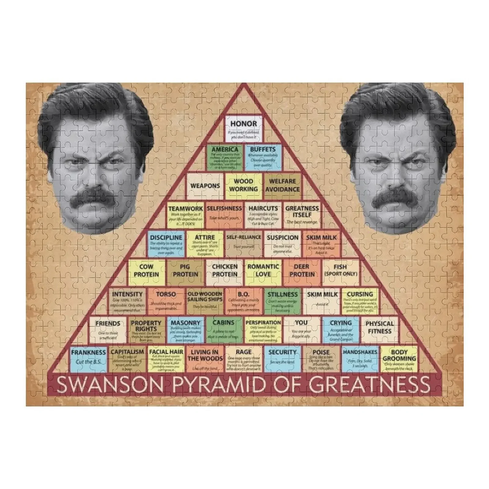 

Swanson Pyramid of Greatness Jigsaw Puzzle Baby Toy Wooden Name Anime Puzzle