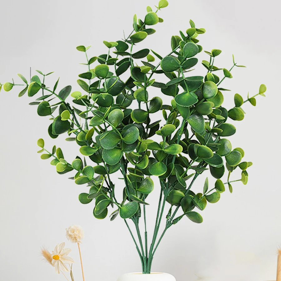 1 Bunch of Very Realistic Artificial Eucalyptus Leaves, Eucalyptus Branches for Room Desktop, Coffee Table, Vase, Outdoor Balcony, Terrace, Porch Decoration, Simulated Green Plants