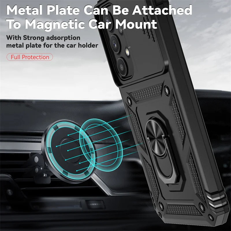 Shockproof Armor Case with Ring Holder & Lens Protection