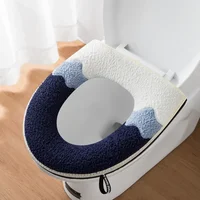 Waterproof Plush Toilet Seat Cover, Universal Model, Ring, Washable, Zipper, Bathroom Mat, Decorative 1