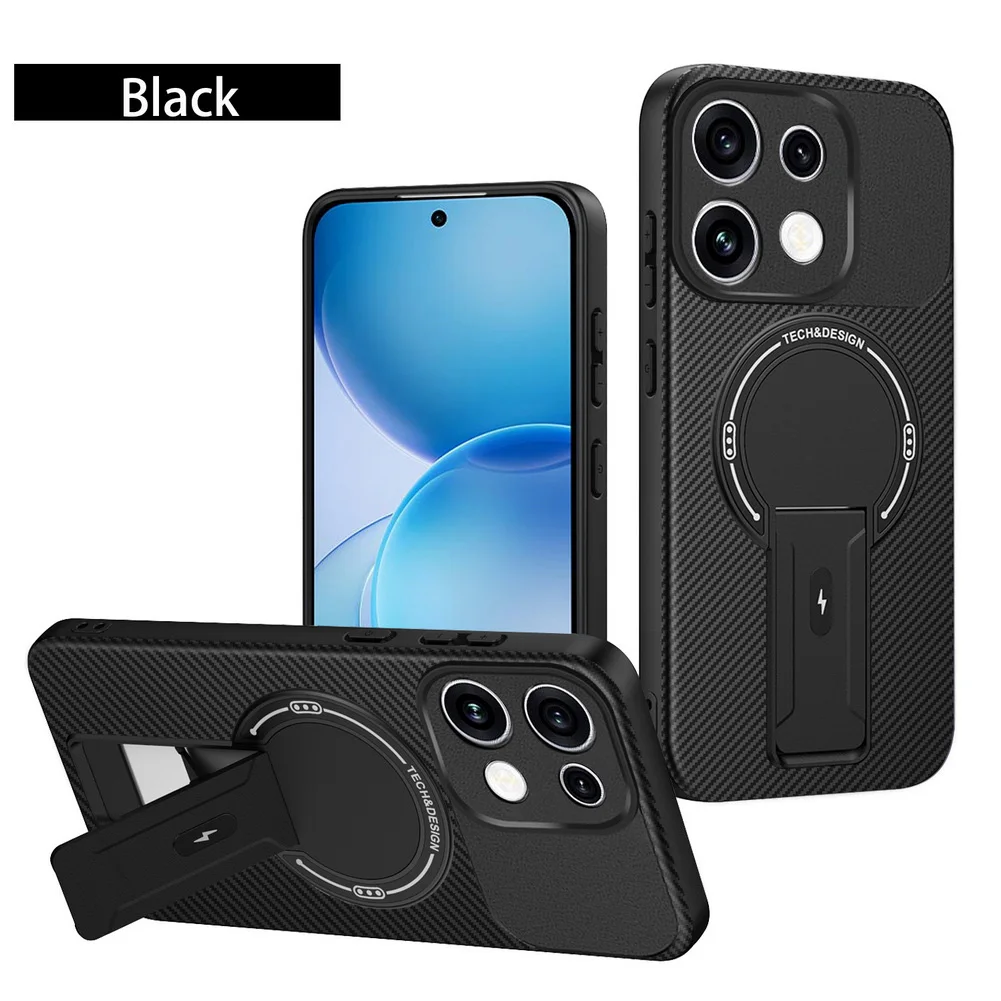 Carbon Fiber Invisible Stand Holder Magnetic Ring Protective Phone Case
