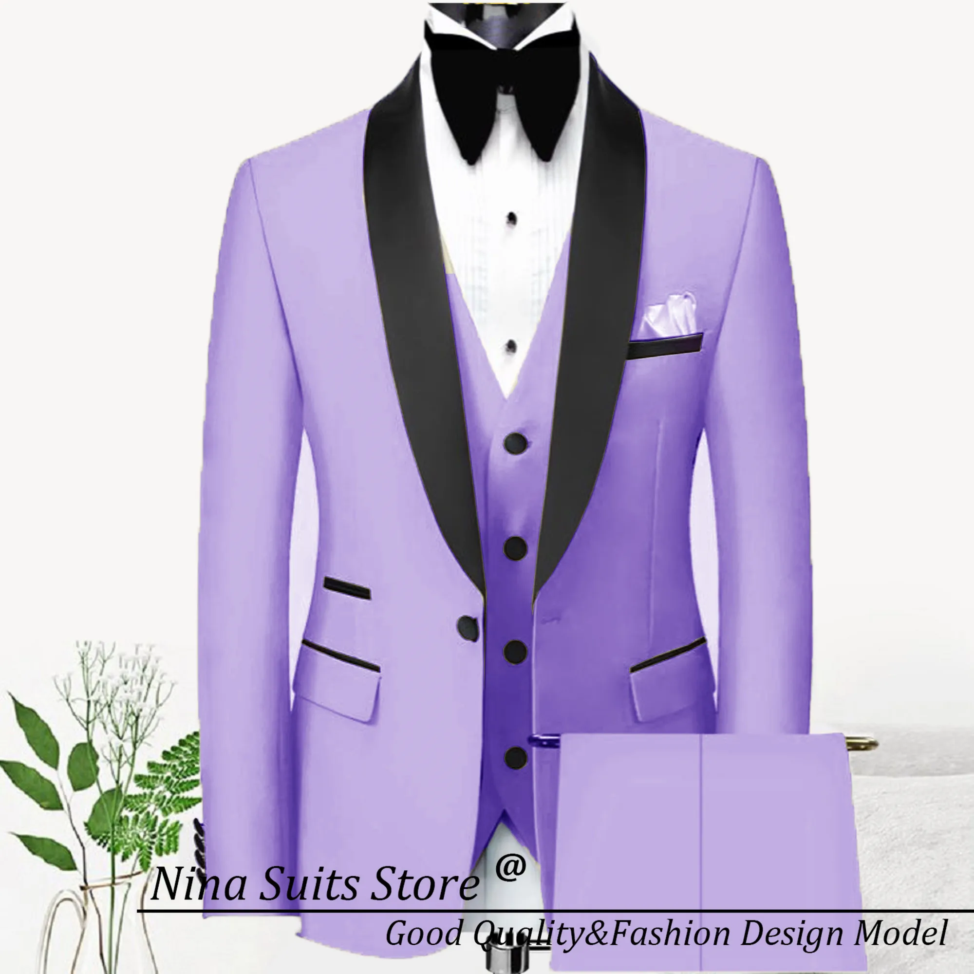 G&N Male Suit New Men's Casual Business Pink Slim Jacket Pants Vest 3 Pieces Sets Elegant Wedding Party Evening Pant Suits