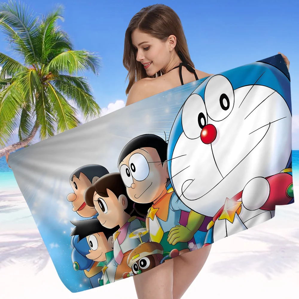 Cute D-Doraemons Cartoon Microfiber Blanket Quick Drying Beach Towels Oversized Printing Super Absorbent Pool Towel Blanket 5