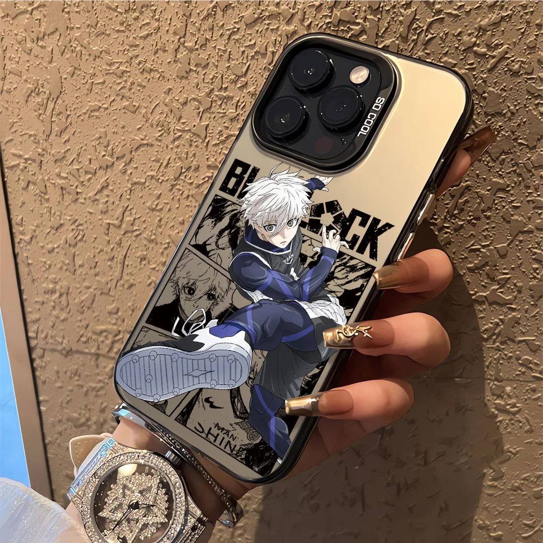 Vibrant Blue Anime-Inspired Secure Phone Case Cover