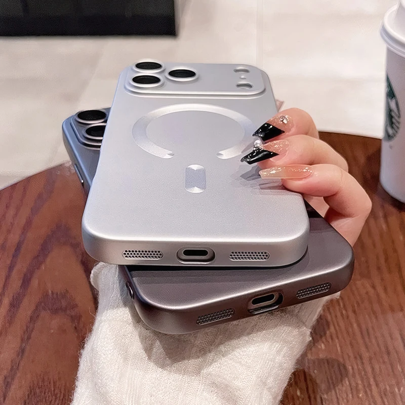 Luxury Matte Magnetic Wireless Charging Case with Glass Lens Protector