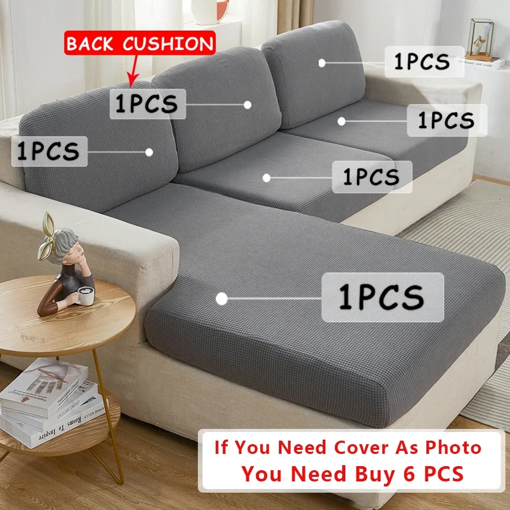 Waterproof Sofa Seat Cushion Cover Jacquard Polar Fleece Sofa Covers Elastic Removable Couch Cover Pets Kids Furniture Protector 2