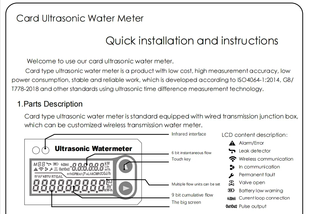 Digital Ultrasonic Flow Meter RS485 Card Type Pipeline Water Meter Industrial Ag