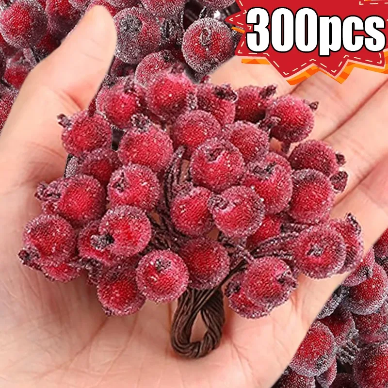 Baies Artificielles Rouges - Lot De 14, Tiges Fil De Fer - Pour Décoration Noël, Mariage, Artisanat, Couronnes, Compositions Florales