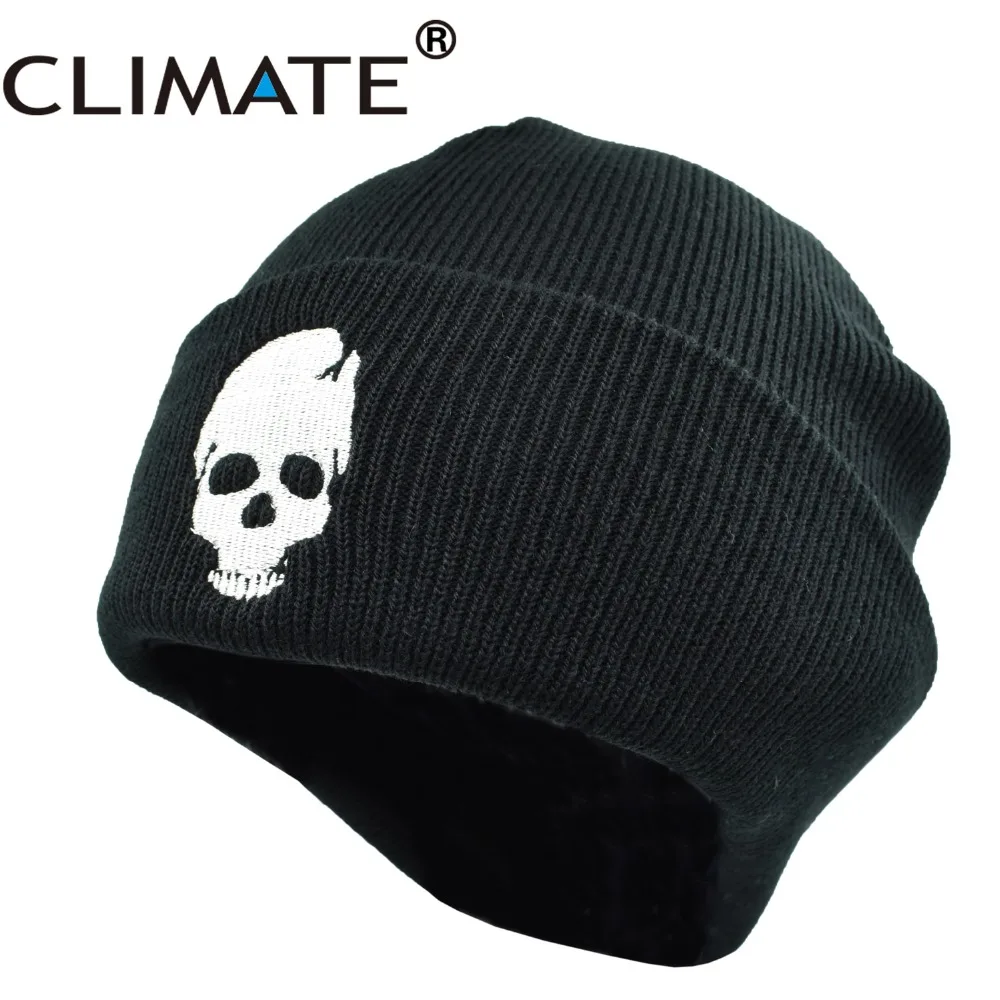 CLIMATE Black Skeleton Beanie Beanies Winter Hat for Men's Winter Warm Hat Cool Skulls Black Hip Hop Warm Knitted Hat for Men