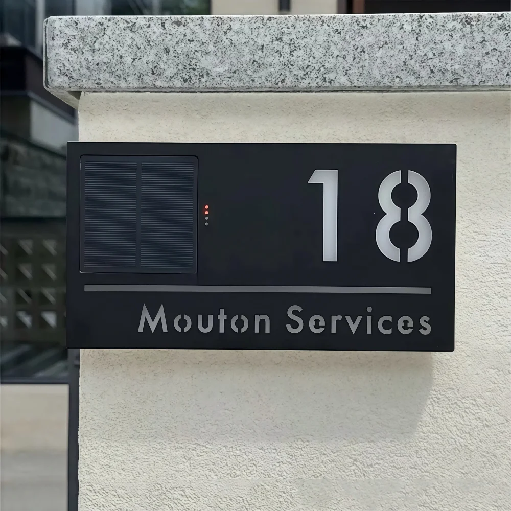 7Color solar house number light 3DLaser cutting house wall plaque door sign