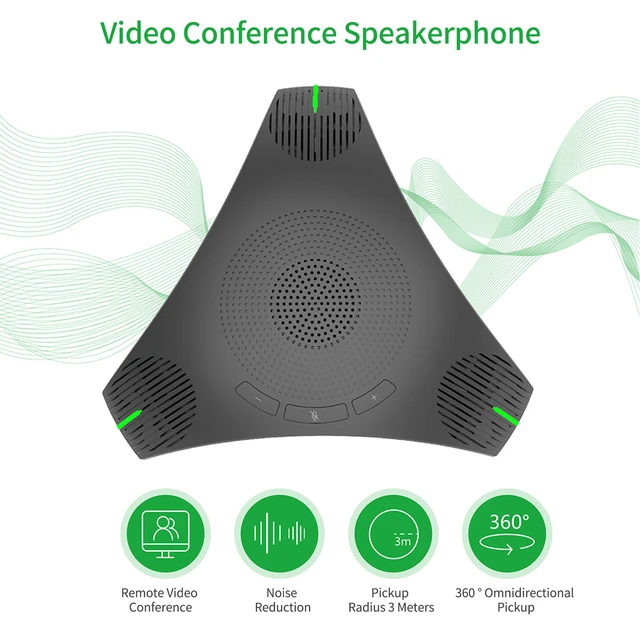 Conference Microphone USB Speakerphone Microphone for Business  Conference,360° Omnidirectional Microphone Intelligent DSP Noise Reduction  for Video