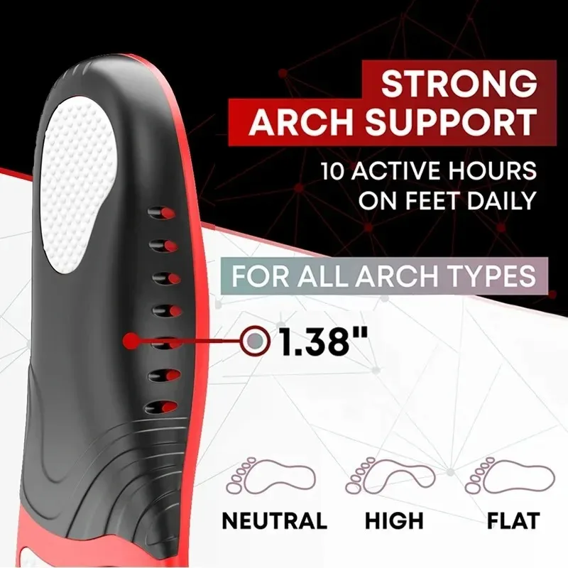 1 Pair Premium Insoles for Feet PU Gel Shock Absorption Breathable Comfortable Lightweight Sweat Absorbing Shoes Pads sport insoles