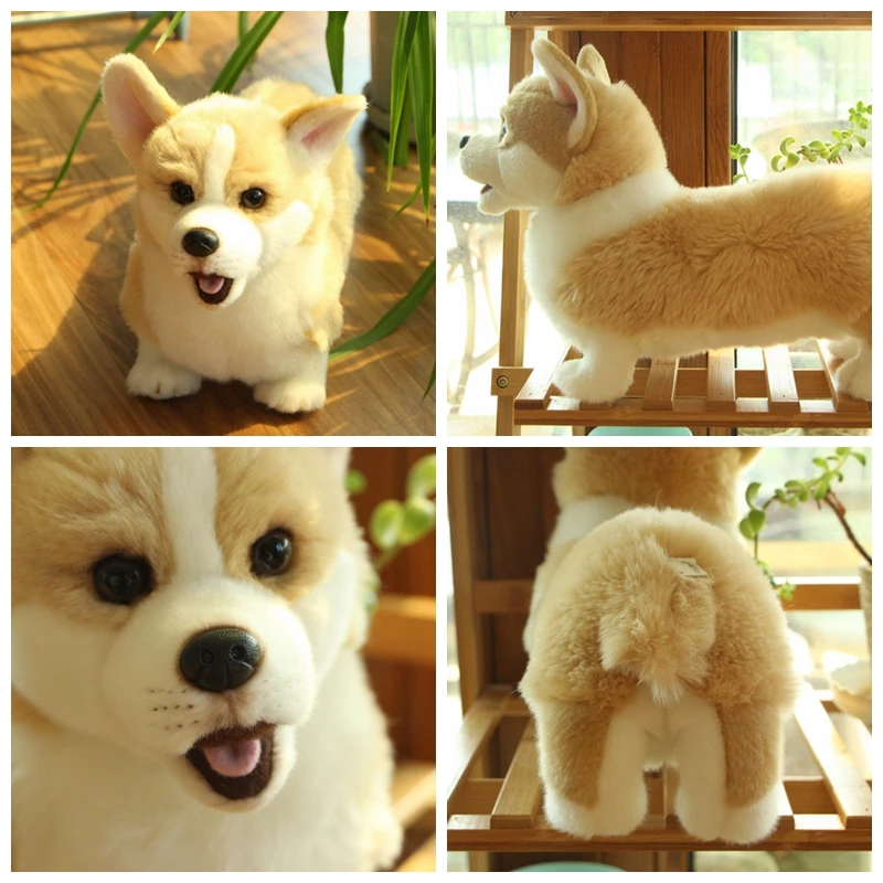1pc Lovely Simulation Lifelike Dog Kids Dolls Corgi Bulldog