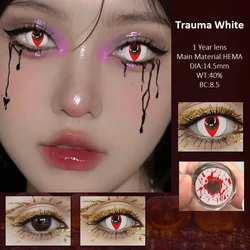 Vibrant Halloween Anime Cosplay Colored Contact Lenses - Red, White & Black (Bloodstained white)