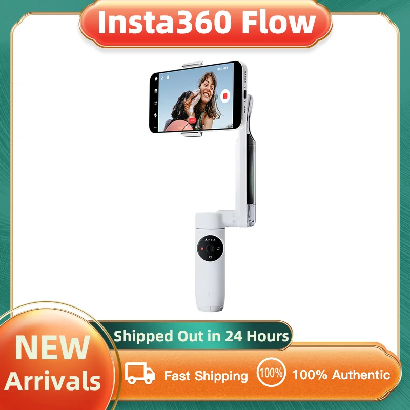 Insta360 플로우 스마트 폰 짐벌 안정기, 3 축 AI 전원 전화 안정기, 내장 확장 막대, 휴대용 및 접이식