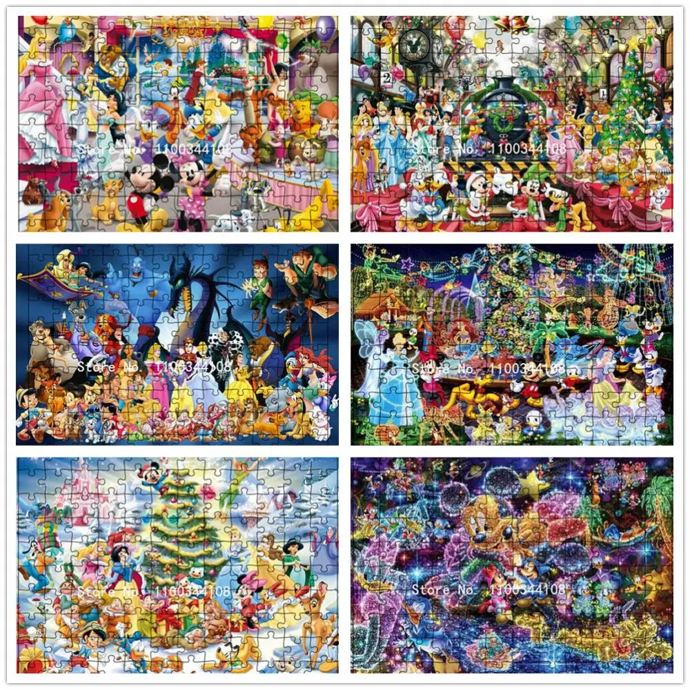 

Disney Cartoon Character Puzzles 300/500/1000 Pieces Educational Toys Adult Decompression Creative Diy Jigsaw Puzzles Kids Gift