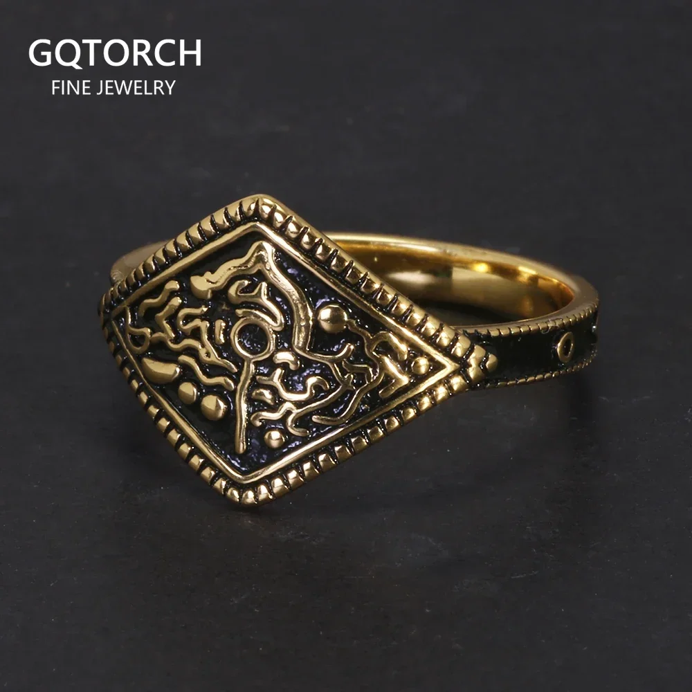 Game Dark Souls Series Ring of Favor Real 925 Sterling Silver with Retro Gold Plated for Men Women Fans Cosplay Jewelry